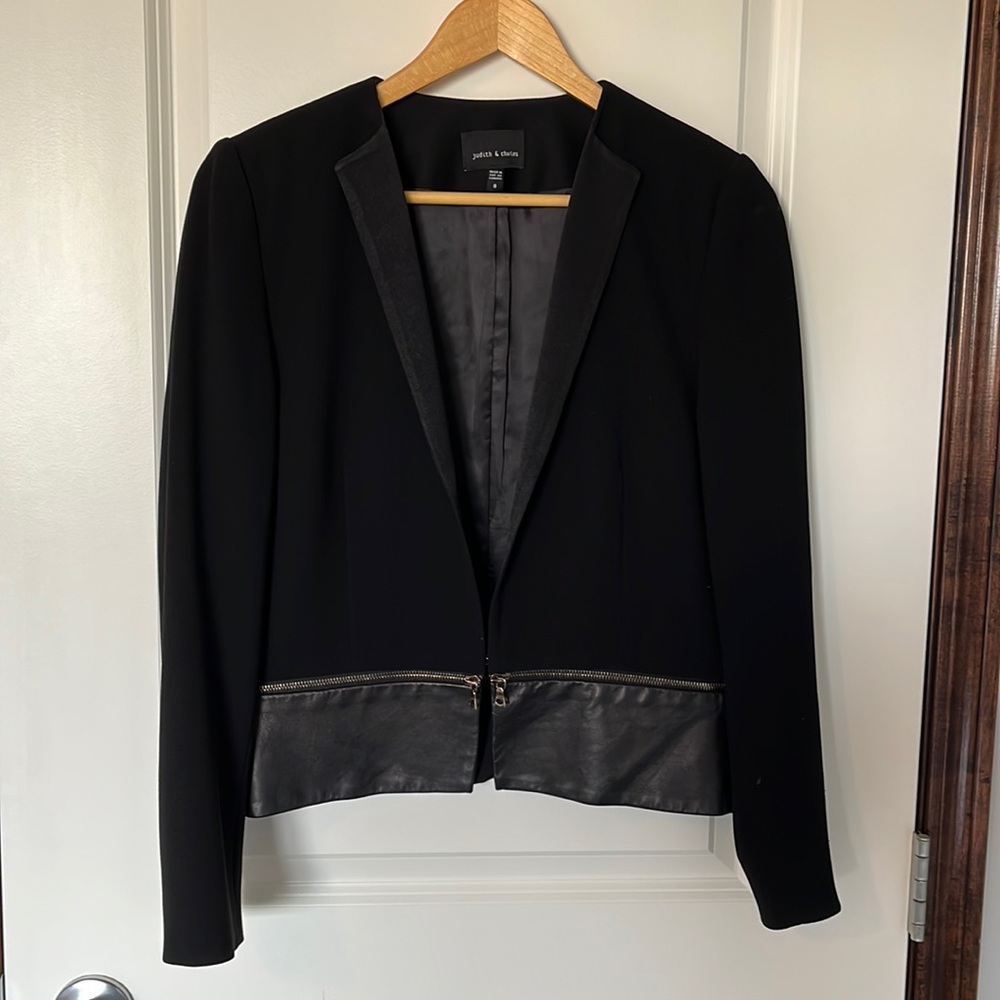 Judith & Charles Leather Trimmed Jacket